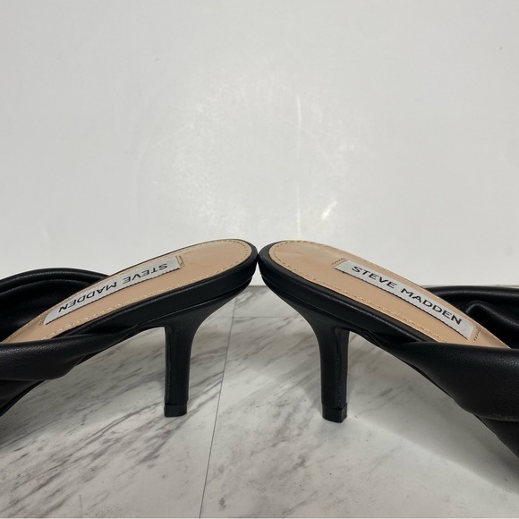 Steve Madden Athena Black Faux Leather Heeled Sandal 7M - Picture 8 of 14